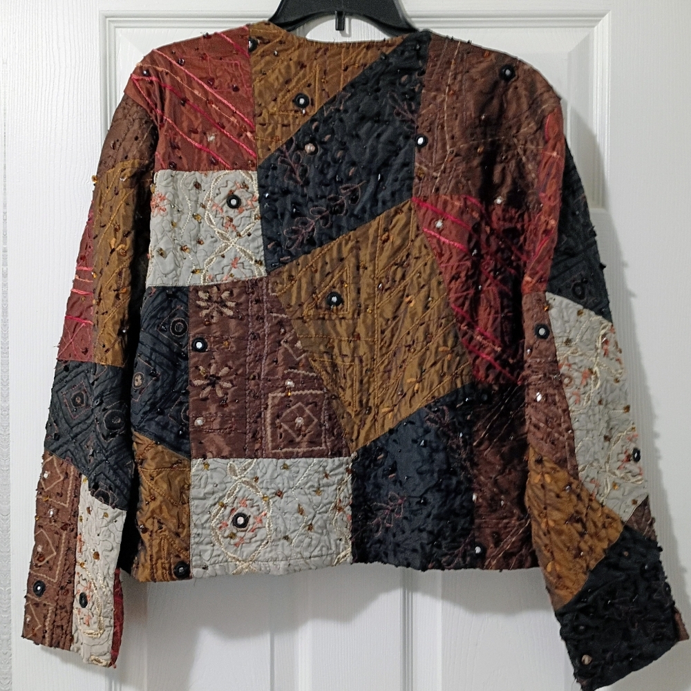 Vtg Chico's Patchwork Quilted Open Front Jacket - image 4